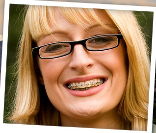 woman smiling and wearing braces