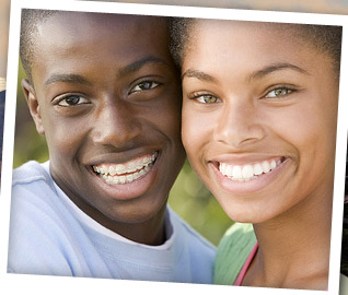 teen guy and girl smiling